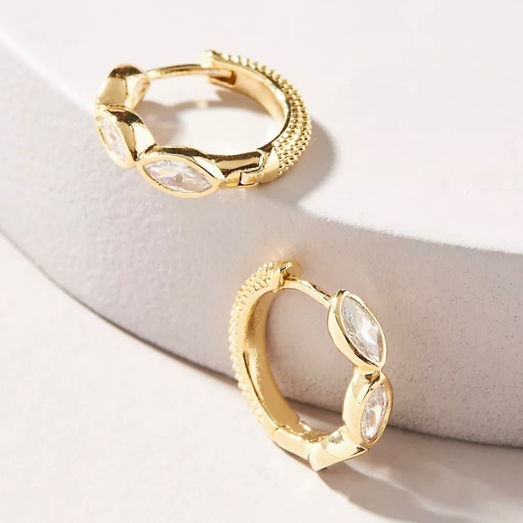 Cora Reversible Huggie Hoop Earrings | Anthropologie - Picture 1 of 3
